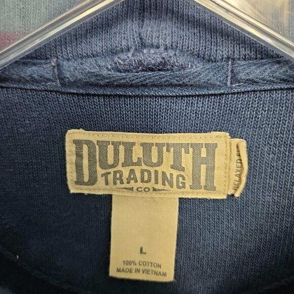 Duluth Trading Co 1/4 Zip Men's lg Pullover Knit Long Sleeve Sweater Navy Blue - Picture 3 of 11